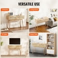 thumbnail image 7 of Farmhouse Rattan Entryway Table, 2-Drawer Storage Console with Woven Sliding Doors, Natural Finish, 7 of 7