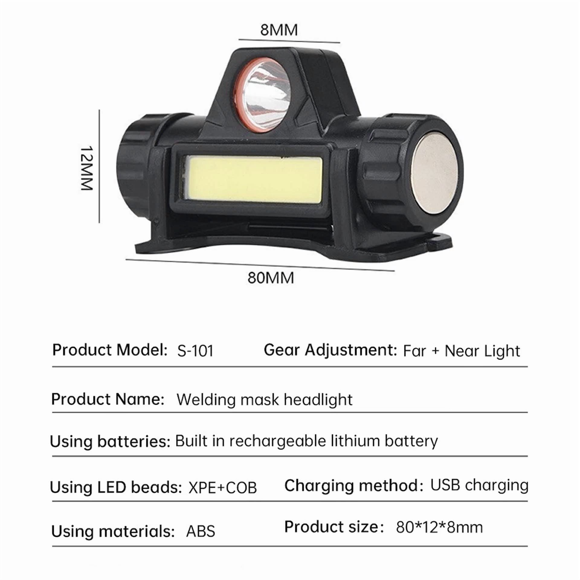 CRESTIN- Automatic Dimming Headlight For Welding Helmet Usb Charging 2-Purpose Light Us