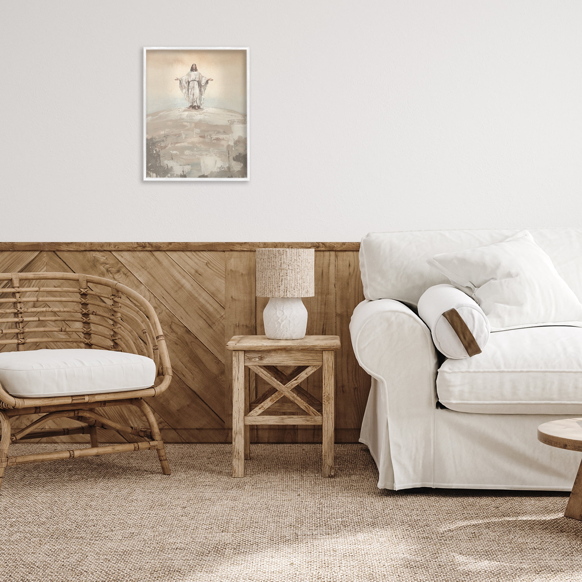 Stupell Industries Jesus on Hill White Framed Giclee Art, design by Elizabeth Medley