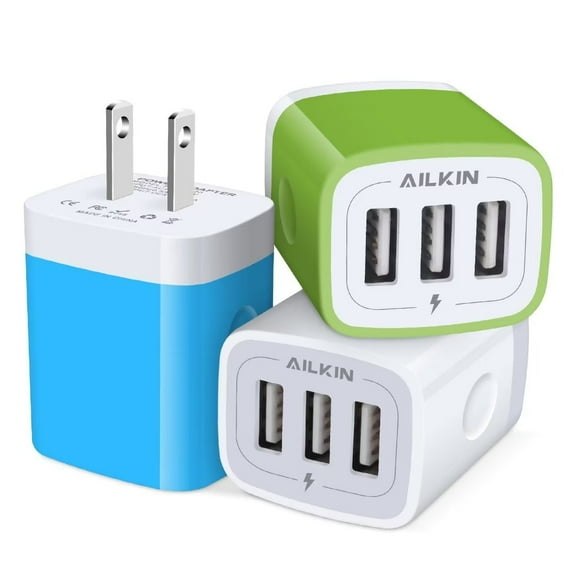 ABCPOW Wall Charger,USB Charger Adapter,3.1A/3PACK Multi Port Fast Charging Station Power Base Charger Block Plug For iPhone Wall Charger Block,Multicolor
