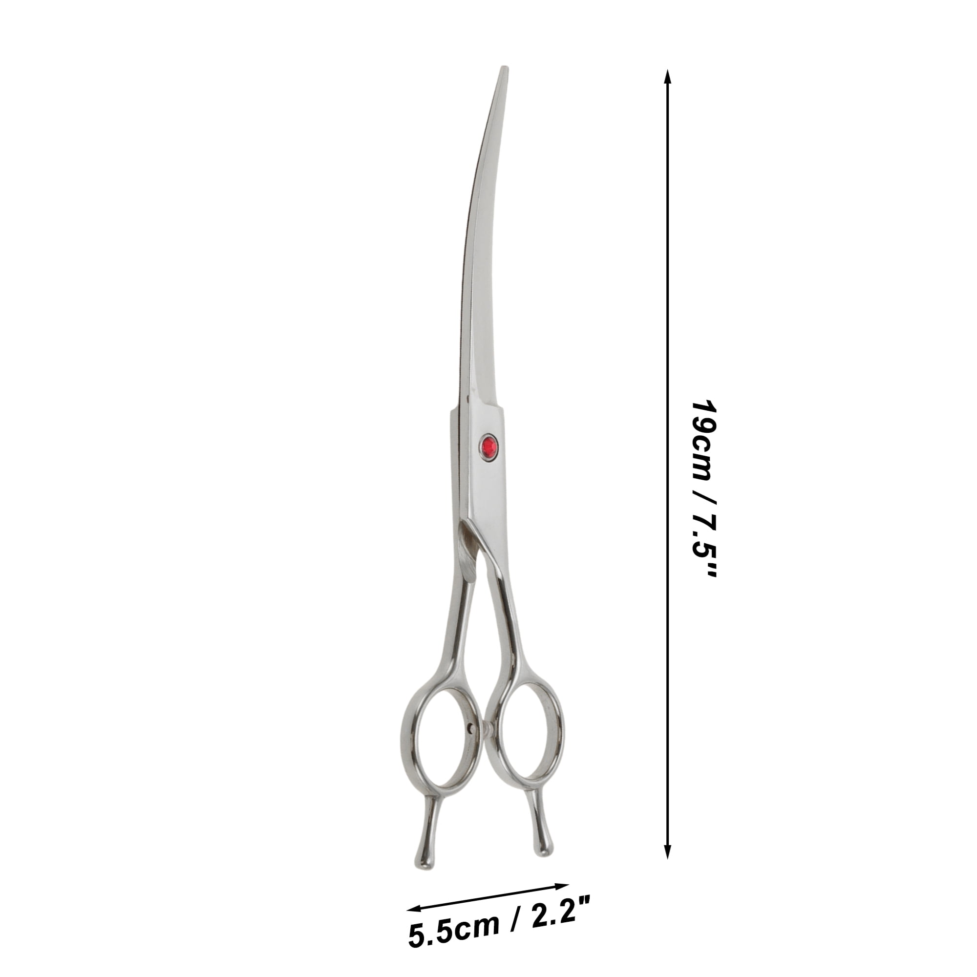 Unique Bargains Dog Grooming Scissors Steel Curved Shears 7.5in Silver Tone
