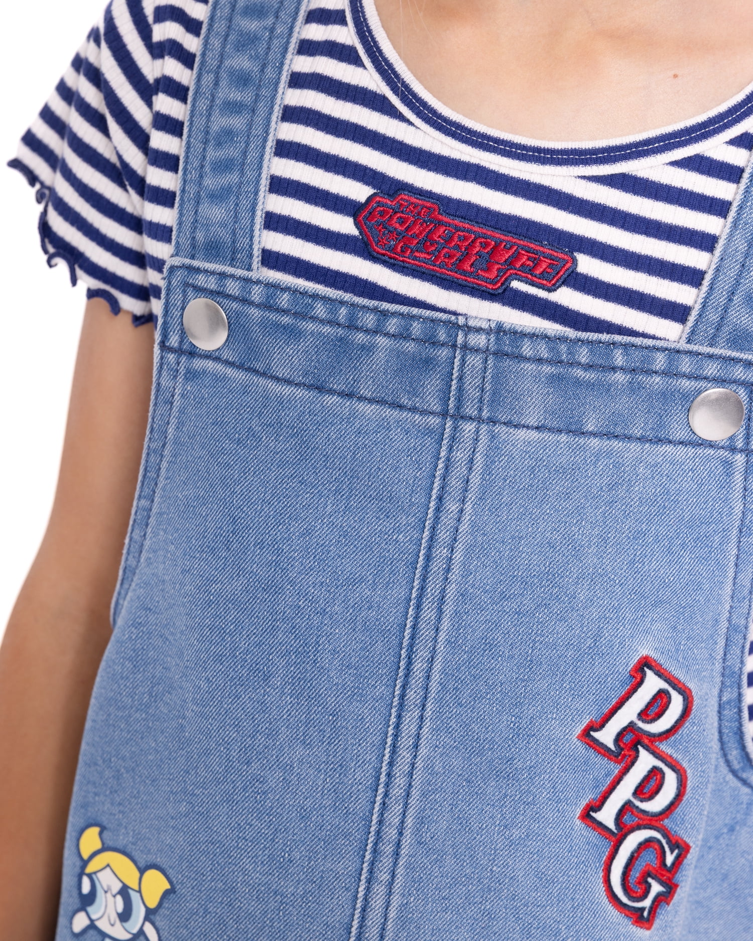 Powerpuff Girls Girls Graphic Ribbed Tee and Denim Jumper Dress Set, 2 Piece, Sizes 4-12