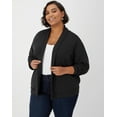 thumbnail image 2 of Hanes Originals Women's Soft Brushed Cardigan (Plus Size) Black 3X, 2 of 3