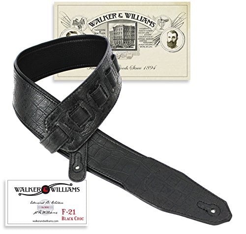 Walker & Williams G-25 Handmade Navy Blue Guitar Strap with Padded Glove Leather Back