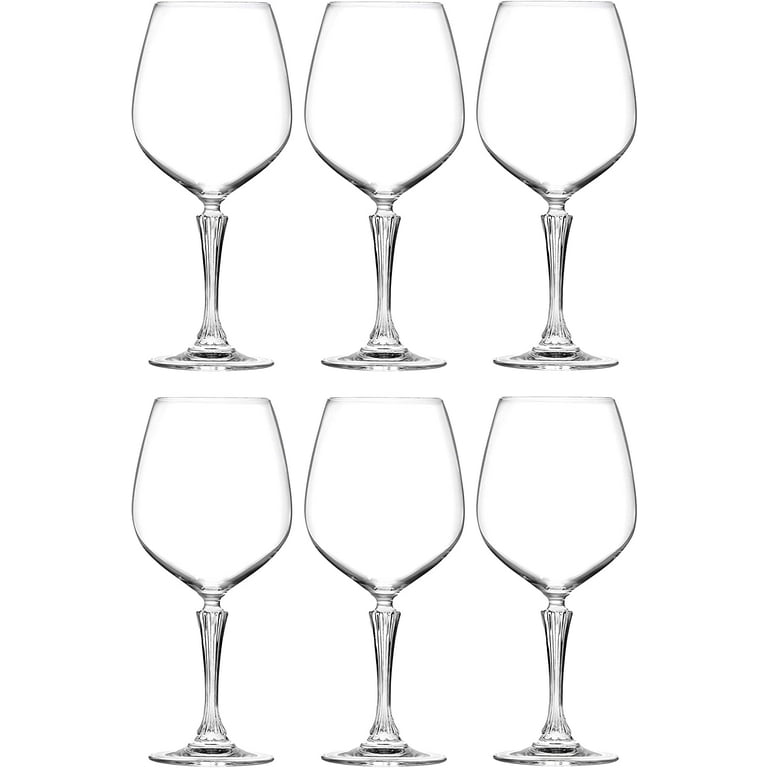 RCR Cristalleria Italiana Aria Collection 6 Piece Crystal Wine Glass Set  (Glamour Burgundy (27 oz))