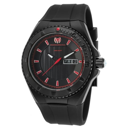 Technomarine Tm-115167 Men's Cruise Night Vision Black Silicone And Dial Red Accents Watch