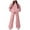 Pink, variant on Ashirexll Womens 2 Piece Outfits, Womens Winter Sets, Modern Round Neck Long Sleeve Top and Loose Pants Fashion Two Piece Set