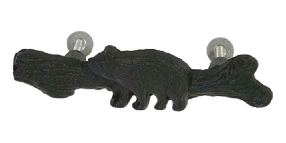 Set of 2 Cast Iron BLACK BEAR Drawer Handle Pulls, by Slifka