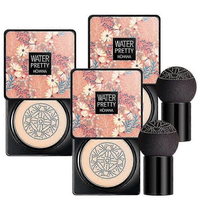 3pcs Air Cushion Mushroom Head Cc Bb Cream Foundation Concealer Moisturizing Makeup