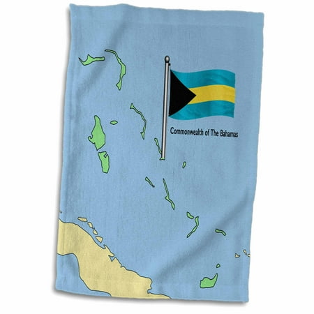 

3dRose The map and flag of the Commonwealth of the Bahamas - Towel 15 by 22-inch