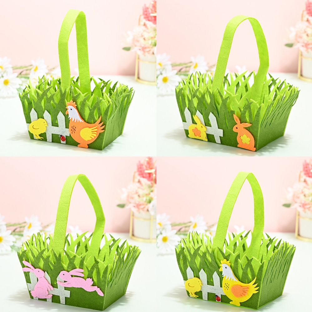 4pcs Easter Tote Bag Easter Basket Handmade Flower Basket Easter Eggs