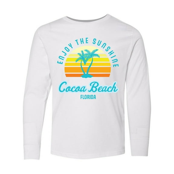 Inktastic Summer Enjoy the Sunshine Cocoa Beach Florida in Blue Long Sleeve Youth T-Shirt