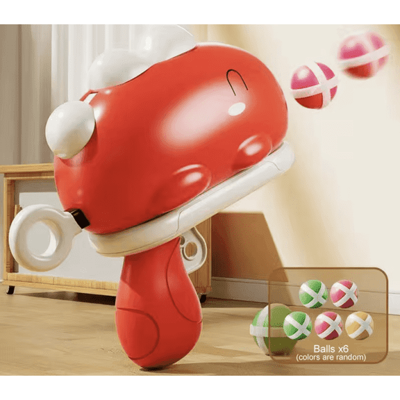 Enlarged Dinosaur Sticky Ball Shooter with 6 Soft Foam Balls, Red