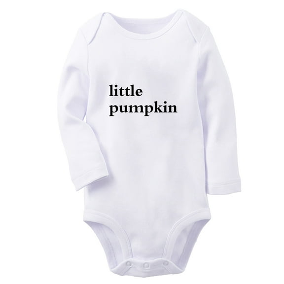 Little Pumpkin Funny Rompers, Newborn Baby Unisex Bodysuits, Infant Jumpsuits, Toddler 0-12 Months Kids Long Sleeves Oufits (White, 6-12 Months)
