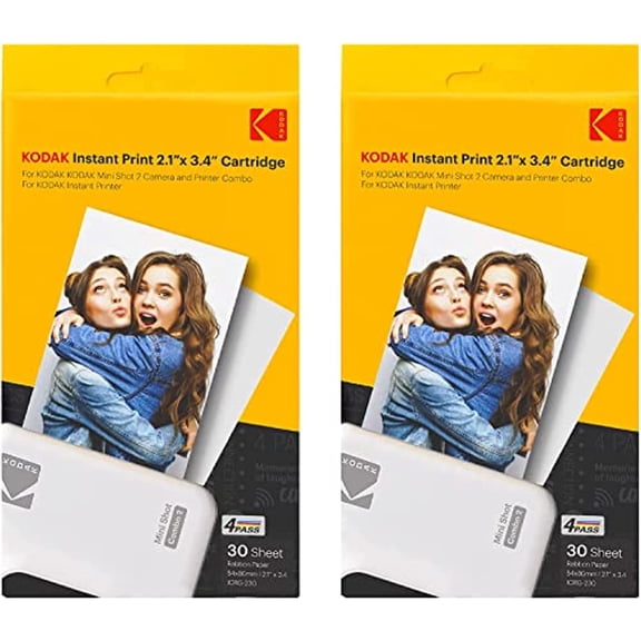 2.1 x 3.4 in. Kodak All-in-One Paper & Color Ribbon Cartridge Refill, White - Pack of 60