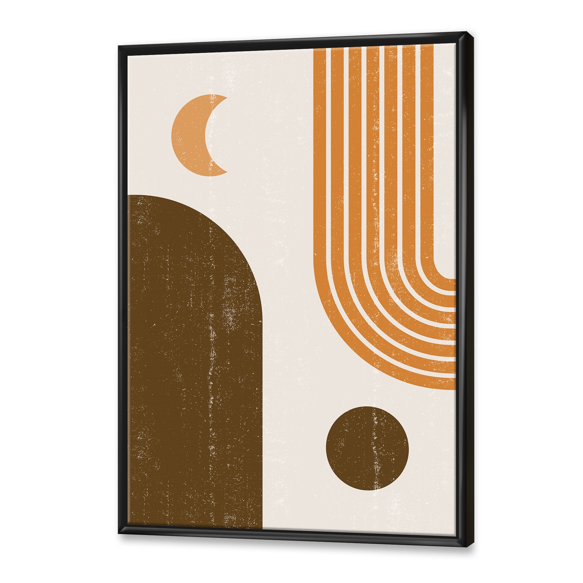 Designart 'Rainbow In Earth Tones Abstract Geometric Art' Modern Framed Canvas Wall Art Print
