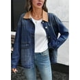 thumbnail image 5 of Eytino Womens Jean Jacket Oversized Denim Jacket with Contrast Trim Long Sleeve Button Down Jean Coat with Pockets Outerwear, 5 of 10