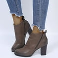 thumbnail image 2 of KELINFONG Womens Heel Ankle Booties Side Zipper Low Heel Ankle Boots Winter Shoes, 2 of 5