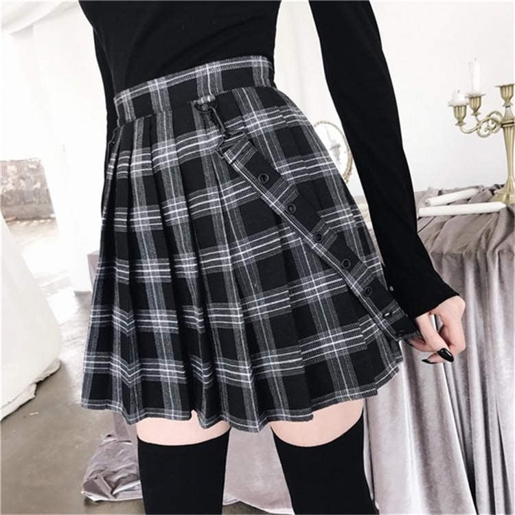 Women High Wasit Skirt Mini Skirts Gothic Skirt Plaid Skirts | Walmart ...