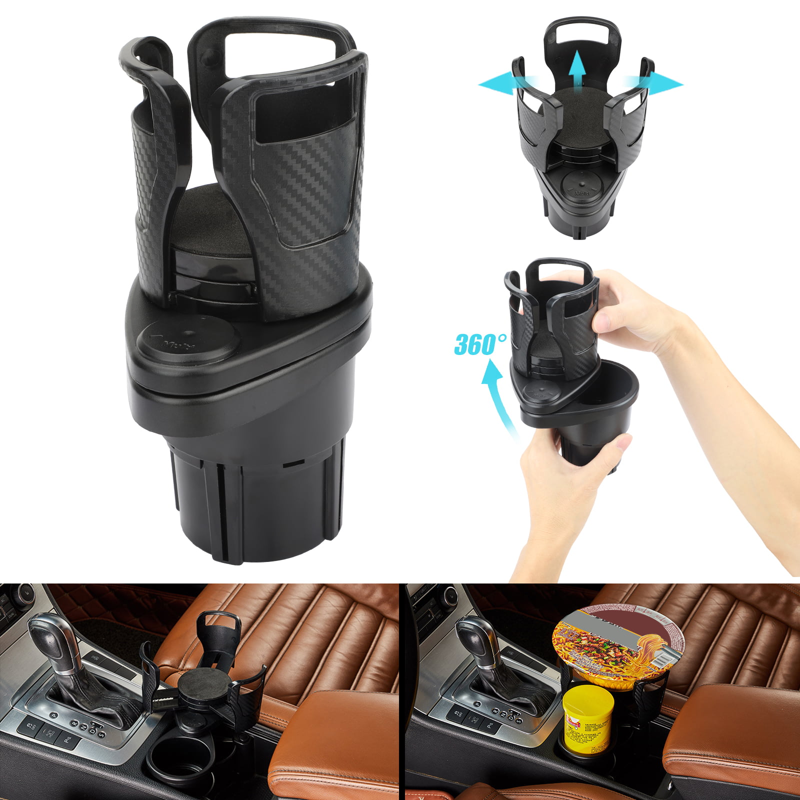 2 in 1 Car SUV Cup Holder Drinks Bottle Bracket Organizer Storage Box Adjustable 