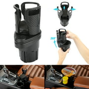 Car Cup Holder Expander Adapter, 2 in 1 Multifunctional Dual Cup Mount Extender Organizer for Vehicles, 360°Rotating Adjustable Base, for 20 oz 3.0"-5.9" Coffee Drinks Bottles Keys Storage, Black