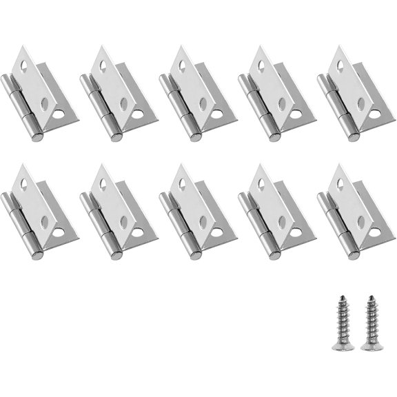 10 Pack 1 Inch Butt Hinge, Stainless Steel Folding Butt Hinges, Cabinet Mini Hinges Small Box Hinges Door Hinge Rectangle