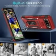 thumbnail image 3 of KOMI Case for Google Pixel 9/9 Pro with Slide Camera Cover+Screen Protector (1 Pack), Rotated Ring Kickstand Military Grade Shockproof Heavy Duty Protective Cover Red, 3 of 5