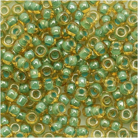 - Toho Round Seed Beads 8/0 #380 'Topaz/Mint Julep Lined' 8 Gram Tube