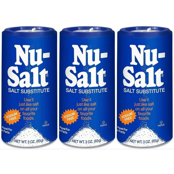 Nu-Salt Salt Substitute 100% Natural & Convenient Shaker Sodium Free Net Wt. 3oz (pack of 3)
