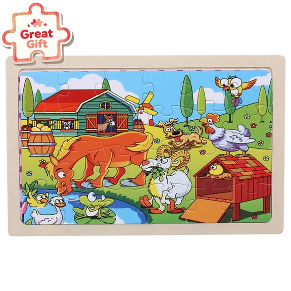 Qocolcyl Wooden Cartoon Animal Peg Puzzles for Preschool Toddler Ages 2 3 4 Educational Toys,Kids Early Learning Wooden Puzzle Set for Boys Girls Christmas Stocking Stuffers Holiday Birthday Gift