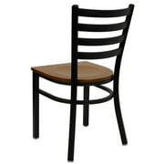 Flash Furniture HERCULES Series Black Ladder Back Metal Restaurant Chair - Cherry Wood Seat