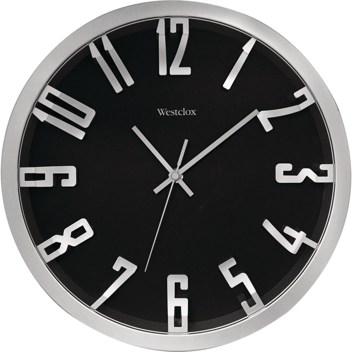 Westclox 12 Round Wall Clock 32913 3D Number Style - Analog Quartz - Silver