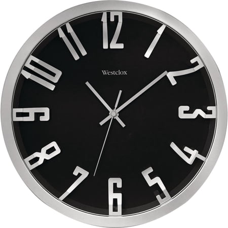 Westclox 12 Round Wall Clock 32913 3D Number Style - Analog Quartz - Silver