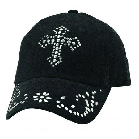 - Blazin Roxx Womens Black and Silver Nailhead Stud Cross Cap