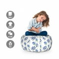 thumbnail image 2 of Floral Storage Toy Bag Chair, Repeating of Blooming Cornflowers, Stuffed Animal Organizer Washable Bag, Large Size, White Ceil Blue, by Ambesonne, 2 of 3