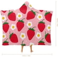 thumbnail image 2 of Cloak Hooded Blankets Pink Strawberry Wearable Blanket for Adults Kids for Bed Sofa Bedding, 2 of 6