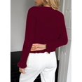 thumbnail image 6 of Womens Button Down Cardigan Sweaters Light-Weight Long Sleeve Crew Neck Summer Knit Open Front Tops Wine Red L, 6 of 7