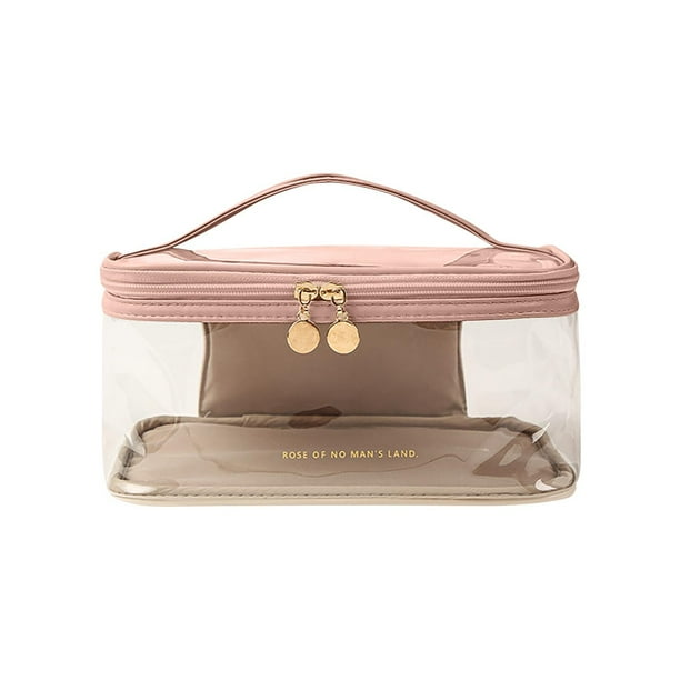Bolsa de cosméticos transparente de gran capacidad para guardar cosméticos, lápiz labial, color puro, bolsa de aseo portátil avanzada