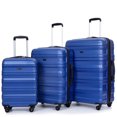 thumbnail image 2 of PAPROOS Hardside Luggage Set, 3 Piece 21in 25in 29in Carry on Suitcases Set with 2 Hooks and TSA Lock, Modern Lightweight Luggage Set, Hardshell Expandable Suitcase Set for Family Travel, Dark Blue, 2 of 13