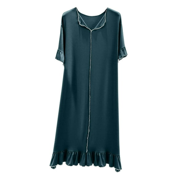 Tnhcen Women's Casual Plus Size Modal Wrinkled Edge Mid-Length Sleepwear | Soft Breathable Loungewear L-2XL | Casual Home Nightgown