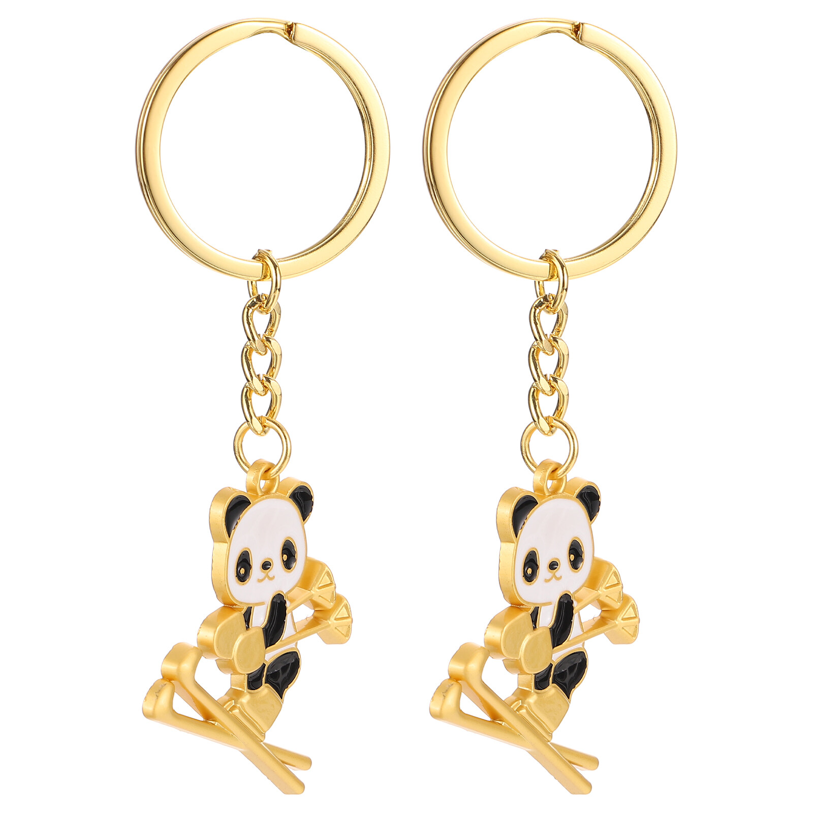 2 Pcs Panda Keychains Panda Bag Keyrings Backpack Decors Cartoon Key