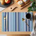 thumbnail image 2 of Blue Green Striped Placemats Set of 8, Colorful Abstract Vertical Lines Art Placemats for Dining Table, Place Mats for Kitchen Tabletop, Waterproof Wipeable Dining Table Mats Set, 2 of 9