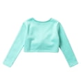 thumbnail image 4 of Alvivi Girls Knot Ruched Dance Wrap Crop Tops Ballet Wrap Shrug Sweater Gymnastics Cardigan Mint Green 15-16, 4 of 7