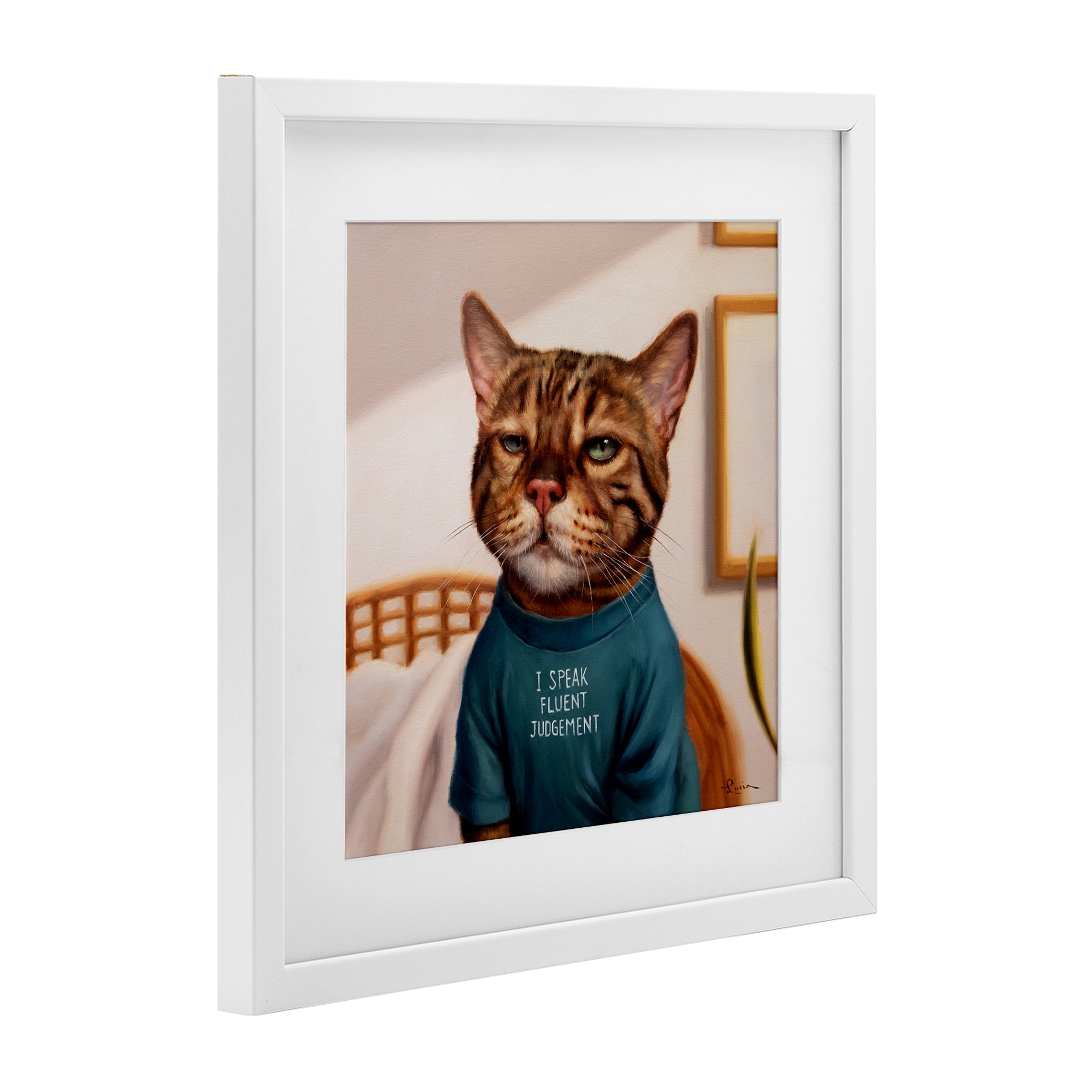 Stupell Industries Cattitude Speak Fluent Judgement White Framed Print Under Glass, design by Lucia Heffernan