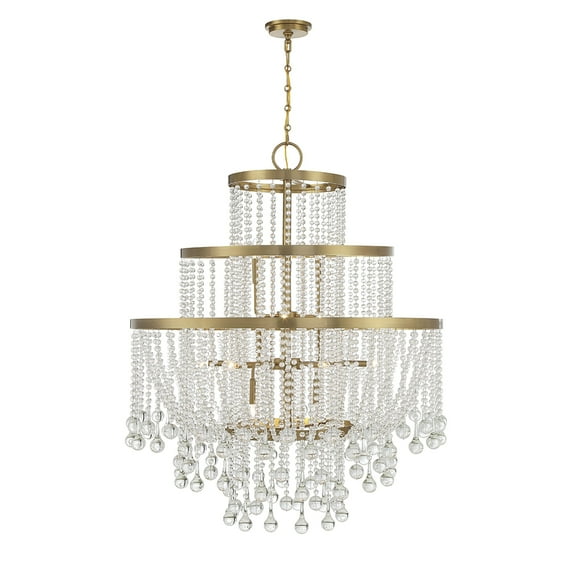 Warm Brass 15 Light Chandelier from the Luna Collection
