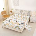 thumbnail image 2 of Manfei Boho Rainbow King Sheets, Botanical Sprig Bedding, Cream Orange, 4 Pieces, 1 Flat Sheet, 1 Fitted Sheet and 2 Pillowcases, 2 of 6