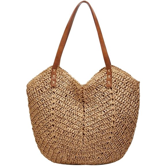MMYGU Straw Bags for Women Summer Beach Woven Tote Hobo Handbag Casual Straw Shoulder Bags for Travel Vocation