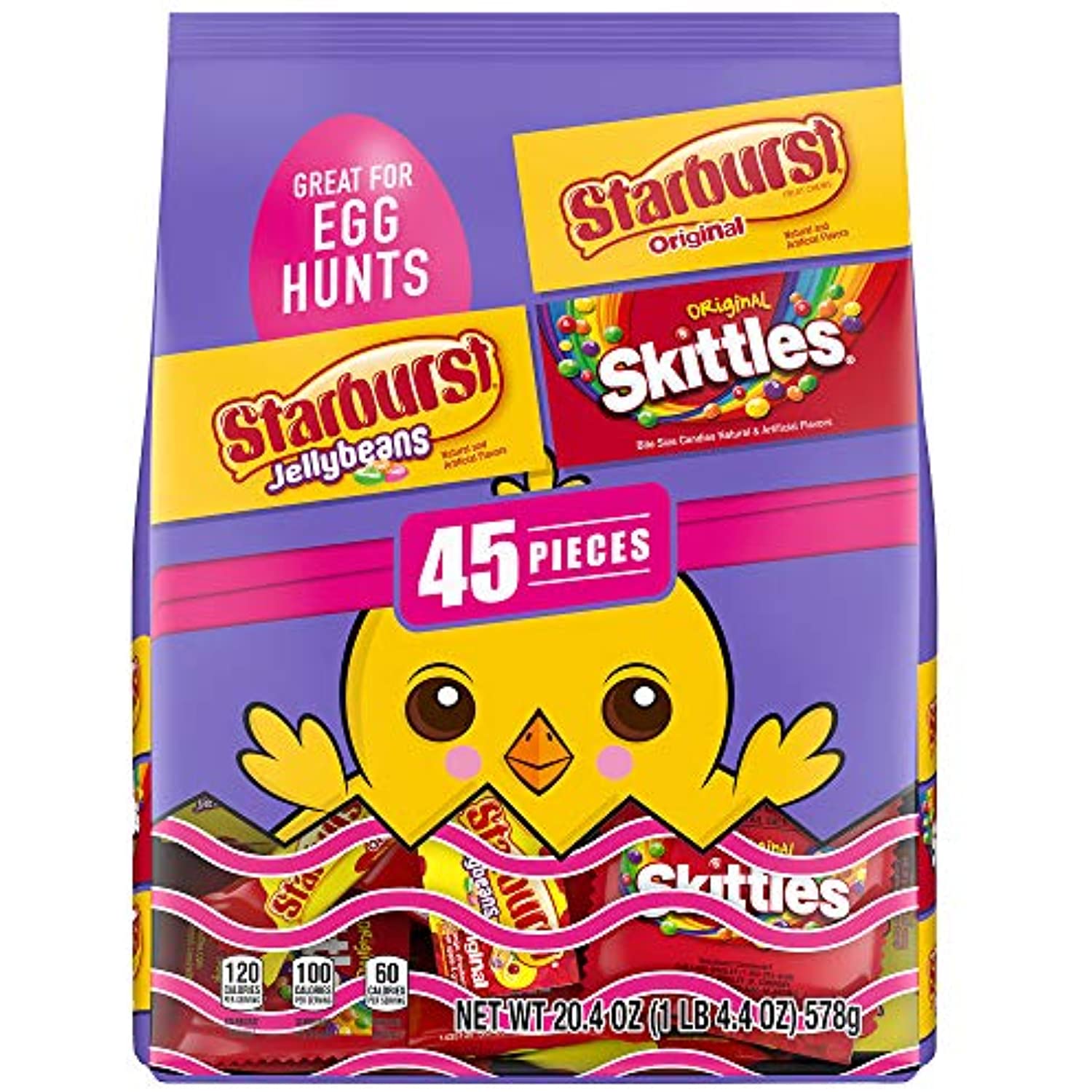 Starburst Jellybeans, Skittles & Starburst Easter Candy Bag, 45 Pieces, 20.4Ounces