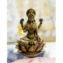 Ebros Vastu Hindu Goddess Of Prosperity Lakshmi Seated Lotus Miniature Figurine
