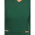 thumbnail image 5 of INSPIRE CHIC Women's Formal Jumpsuits Ruffled Sleeve High Waist V Neck Dressy Long Wide Legs Pants 2XL Dark Green, 5 of 6